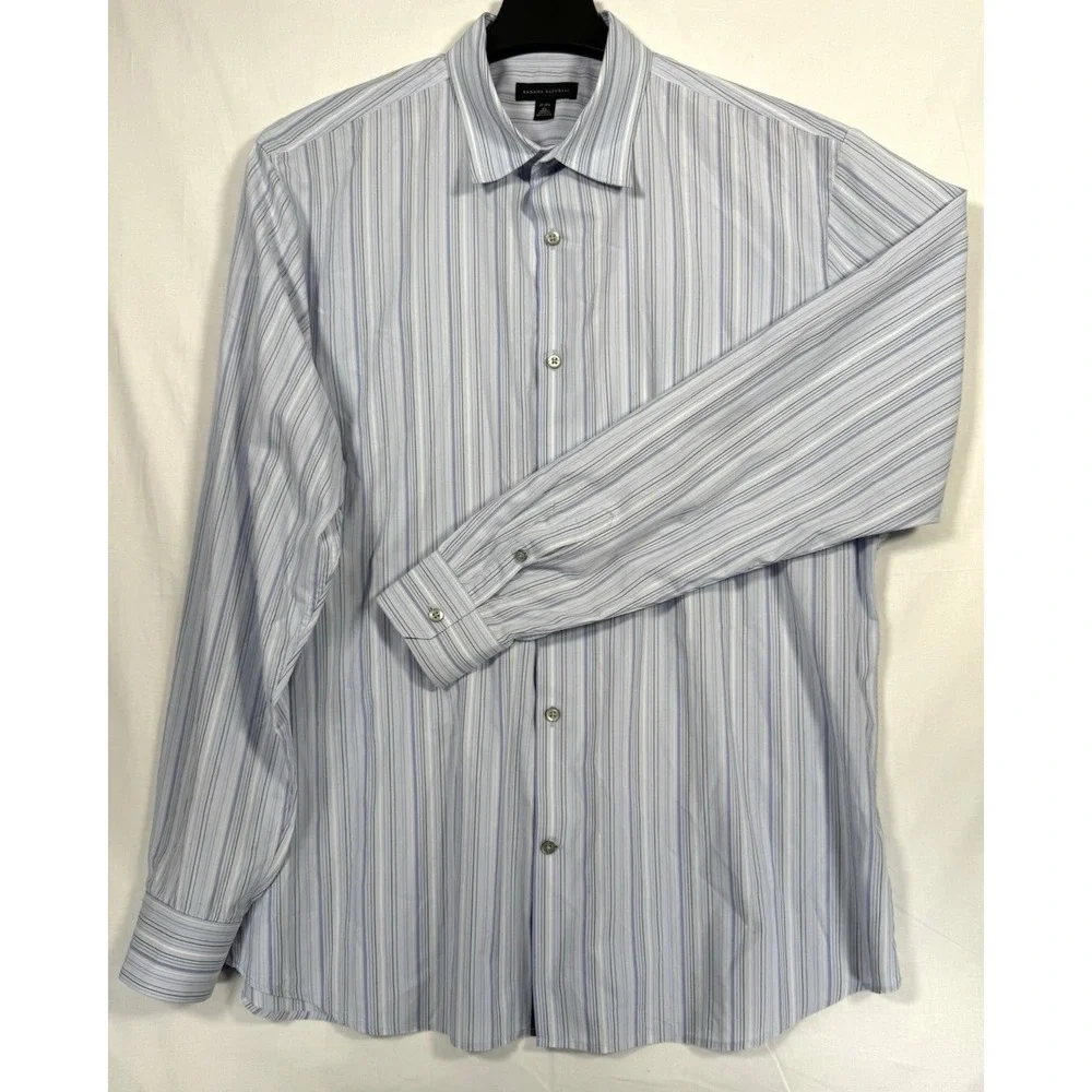 Banana Republic Striped Long Sleeve Men's 17-17.5 XL Button Down Shirt Purple